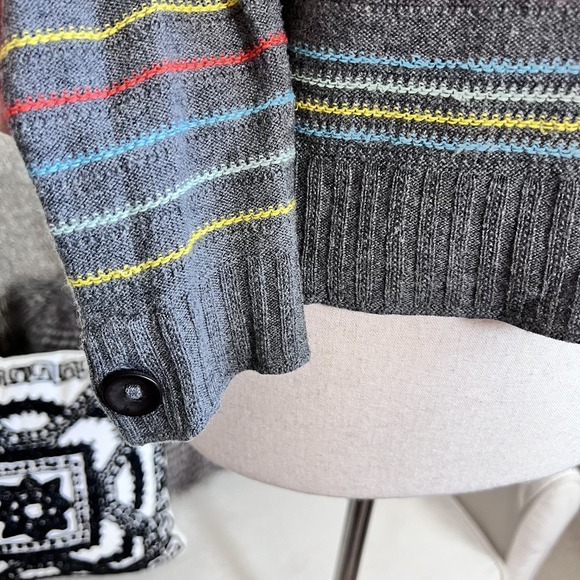 Anthropologie Sweater Womens Gray Striped Wool Cashmere Scoop Neck Pullover - Picture 7 of 9